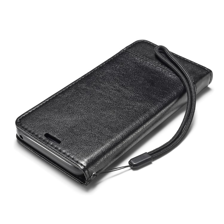 Splicing PU Leather Card Holder Auto-absorbed Case with Lanyard for Samsung Galaxy S9 SM-G960 - Black-13