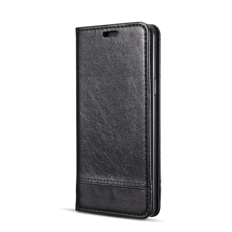 Splicing PU Leather Card Holder Auto-absorbed Case with Lanyard for Samsung Galaxy S9 SM-G960 - Black-3