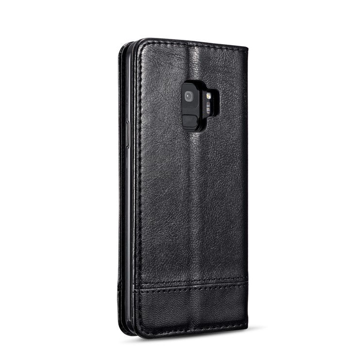 Splicing PU Leather Card Holder Auto-absorbed Case with Lanyard for Samsung Galaxy S9 SM-G960 - Black-5