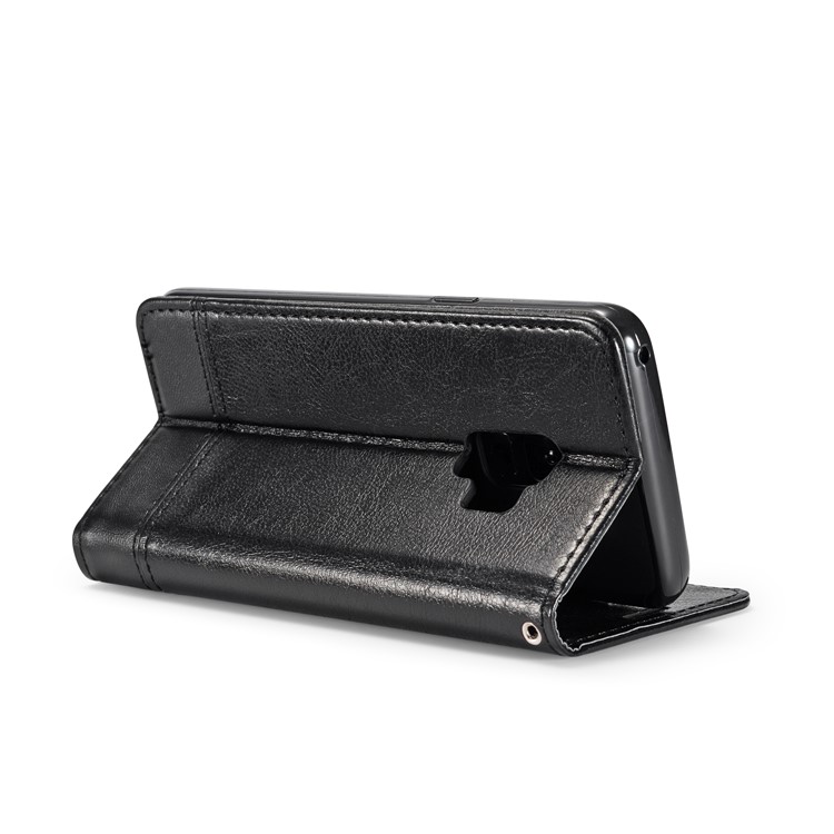 Splicing PU Leather Card Holder Auto-absorbed Case with Lanyard for Samsung Galaxy S9 SM-G960 - Black-7