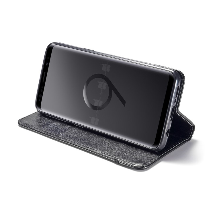 Splicing PU Leather Card Holder Auto-absorbed Case with Lanyard for Samsung Galaxy S9 SM-G960 - Black-8