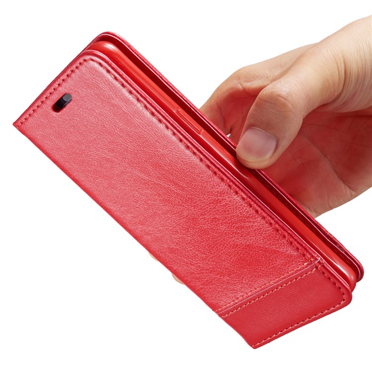 Splicing PU Leather Card Holder Auto-absorbed Casing with Lanyard for Samsung Galaxy S9 SM-G960 - Red-13
