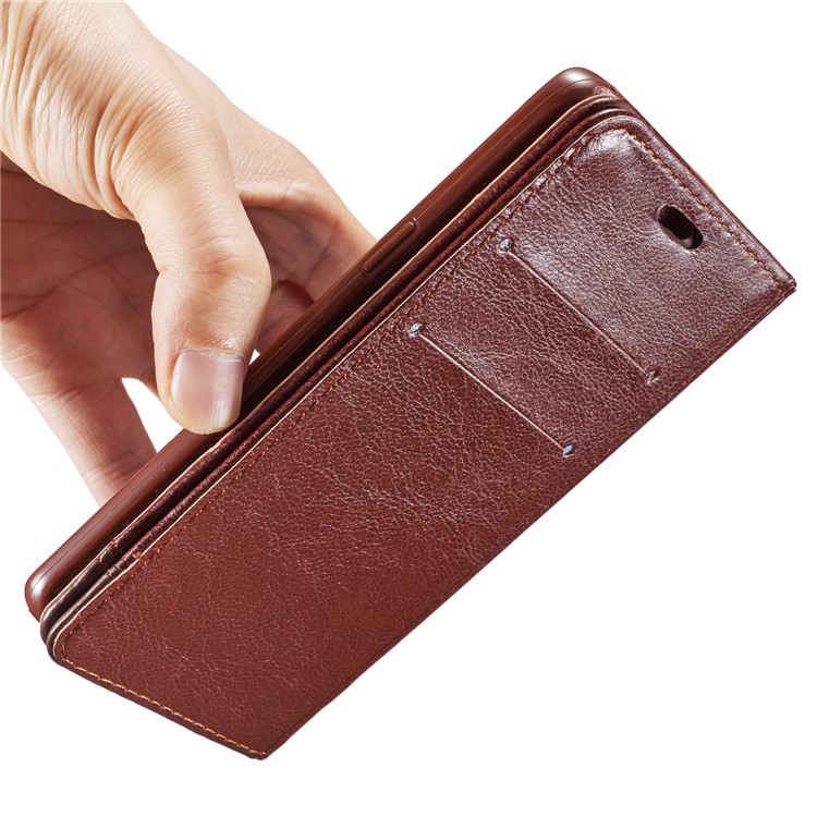 Splicing PU Leather Card Holder Auto-absorbed Cover with Lanyard for Samsung Galaxy S9 SM-G960 - Brown-11