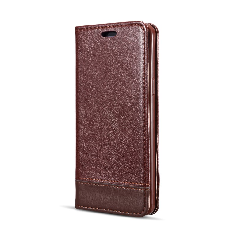 Splicing PU Leather Card Holder Auto-absorbed Cover with Lanyard for Samsung Galaxy S9 SM-G960 - Brown-3