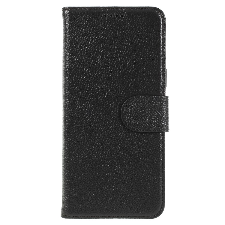 Litchi Texture Genuine Leather Wallet Stand Case for Samsung Galaxy S9 SM-G960 - Black-3