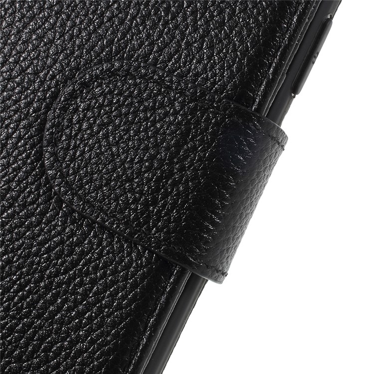 Litchi Texture Genuine Leather Wallet Stand Case for Samsung Galaxy S9 SM-G960 - Black-6