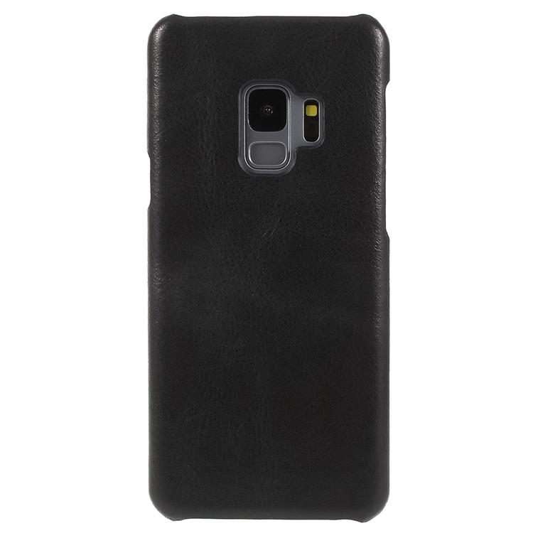 Retro Genuine Leather Coated PC Mobile Phone Case for Samsung Galaxy S9 SM-G960 - Black-2