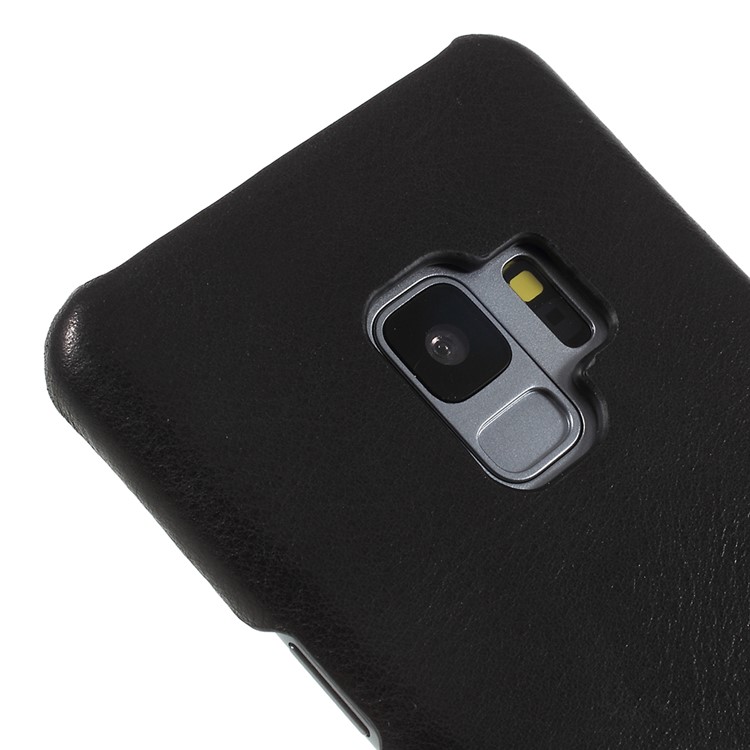 Retro Genuine Leather Coated PC Mobile Phone Case for Samsung Galaxy S9 SM-G960 - Black-4