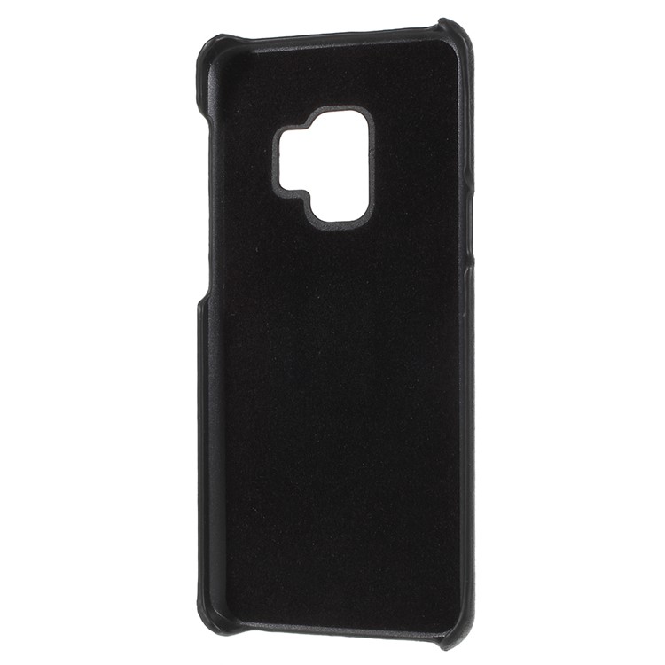 Retro Genuine Leather Coated PC Mobile Phone Case for Samsung Galaxy S9 SM-G960 - Black-6
