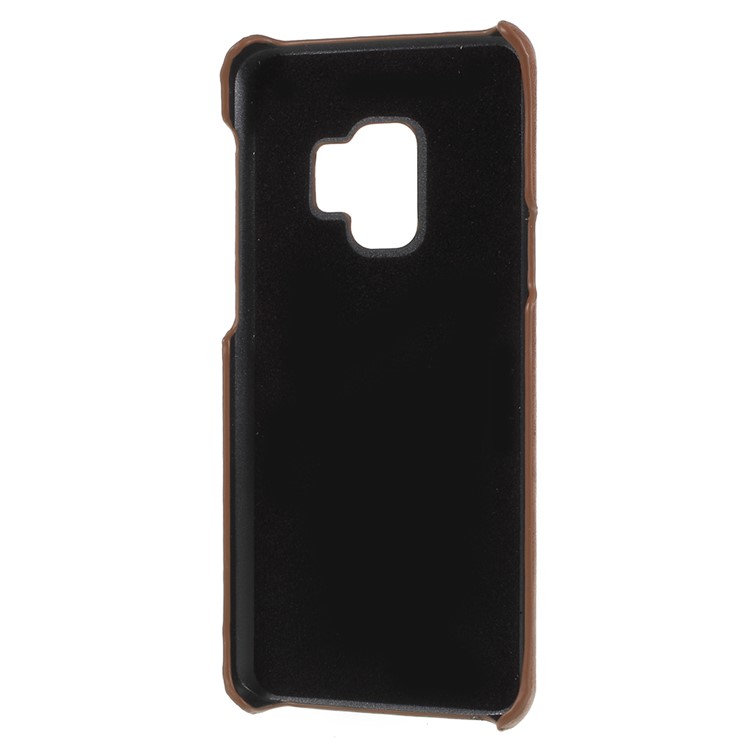 Retro Genuine Leather Coated PC Back Cover Shell for Samsung Galaxy S9 SM-G960 - Coffee-4