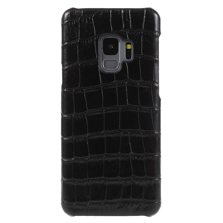 Crocodile Texture Genuine Leather Coated Plastic Case for Samsung Galaxy S9 SM-G960 - Black-3