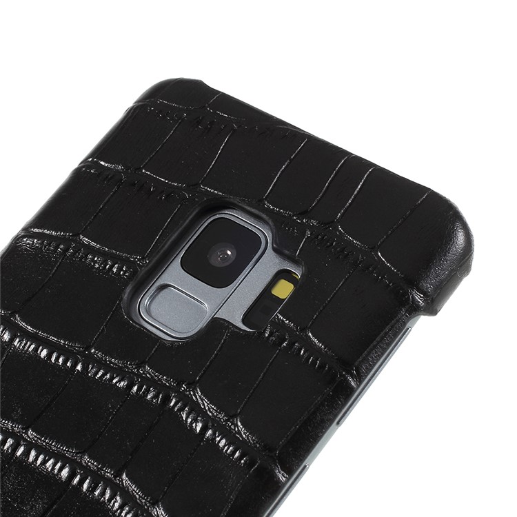 Crocodile Texture Genuine Leather Coated Plastic Case for Samsung Galaxy S9 SM-G960 - Black-4