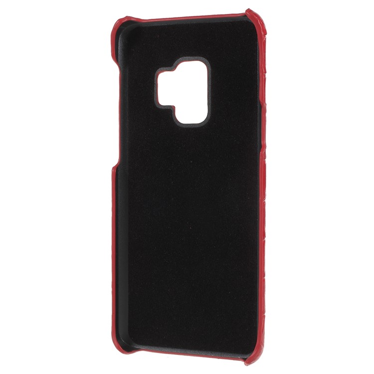Crocodile Texture Genuine Leather Coated PC Case for Samsung Galaxy S9 SM-G960 - Red-4