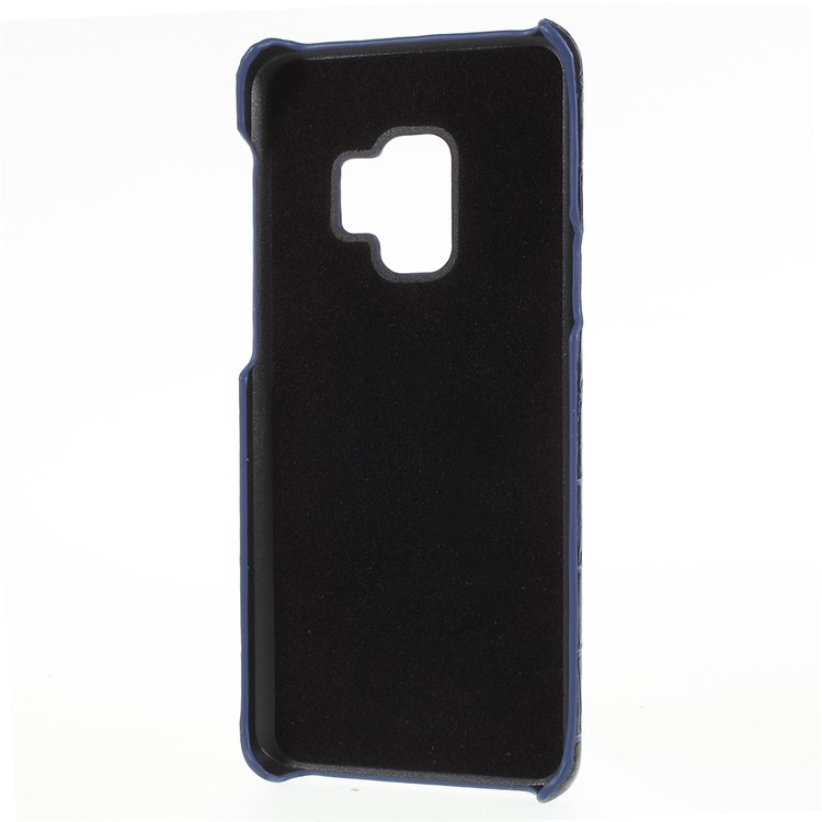 Crocodile Texture Genuine Leather Coated Plastic Cover for Samsung Galaxy S9 SM-G960 - Dark Blue-4