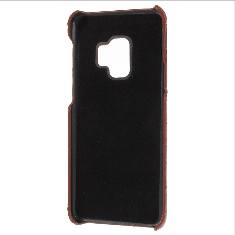 Crocodile Texture Genuine Leather Coated Plastic Shell for Samsung Galaxy S9 SM-G960 - Brown-4