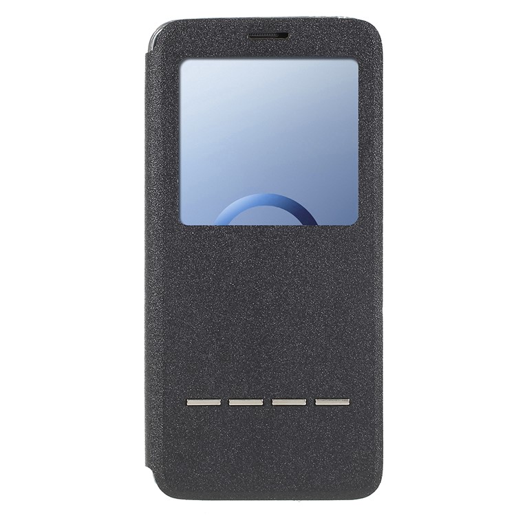 View Window PU Leather Case with Touch Slide Button for Samsung Galaxy S9 SM-G960 - Black-3