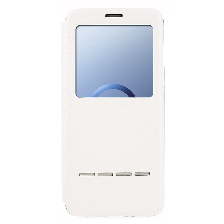 View Window Touch Slide PU Leather Cover for Samsung Galaxy S9 SM-G960 - White-1