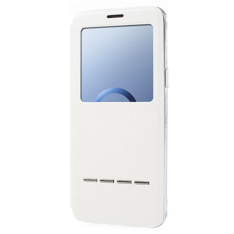 View Window Touch Slide PU Leather Cover for Samsung Galaxy S9 SM-G960 - White-2