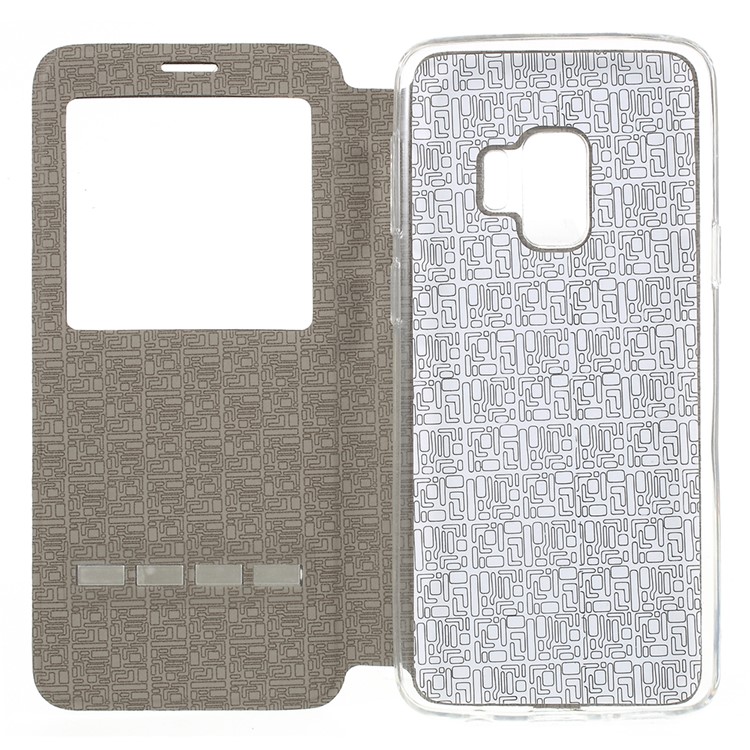 Touch Slide View Window PU Leather Flip Stand Phone Case for Samsung Galaxy S9 SM-G960 - Rose-7
