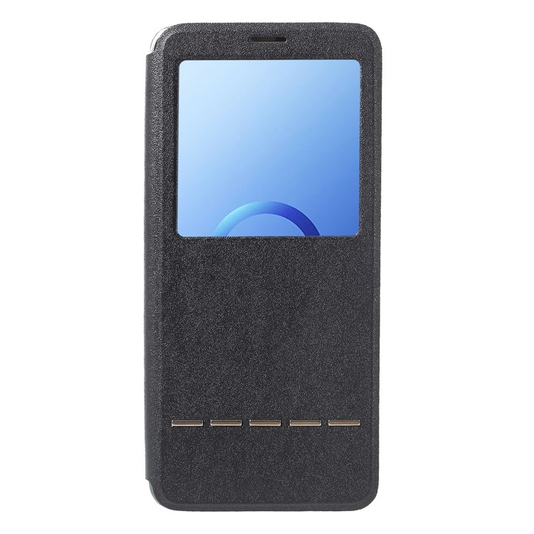 Touch Slide View Window PU Leather Cover with Stand for Samsung Galaxy S9 Plus SM-G965 - Black-1