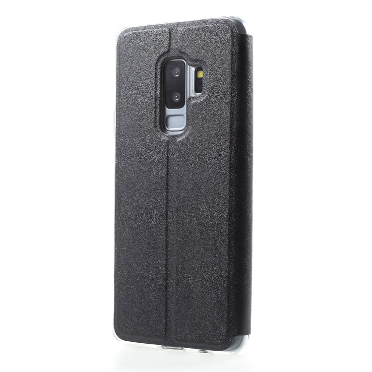 Touch Slide View Window PU Leather Cover with Stand for Samsung Galaxy S9 Plus SM-G965 - Black-2