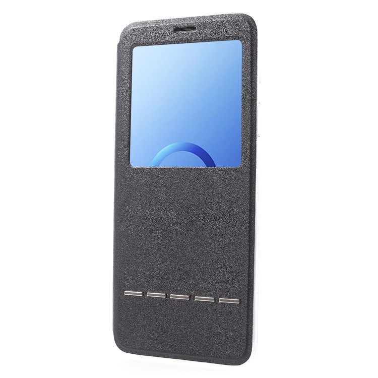Touch Slide View Window PU Leather Cover with Stand for Samsung Galaxy S9 Plus SM-G965 - Black-3