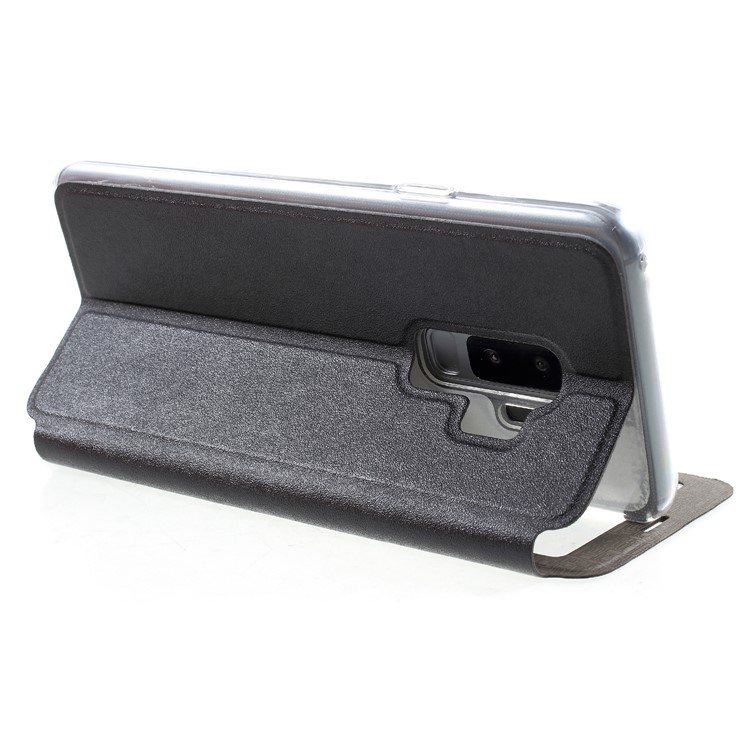 Touch Slide View Window PU Leather Cover with Stand for Samsung Galaxy S9 Plus SM-G965 - Black-5