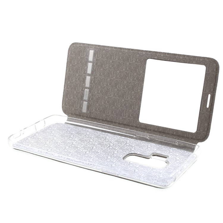 Touch Slide View Window PU Leather Cover with Stand for Samsung Galaxy S9 Plus SM-G965 - Black-6