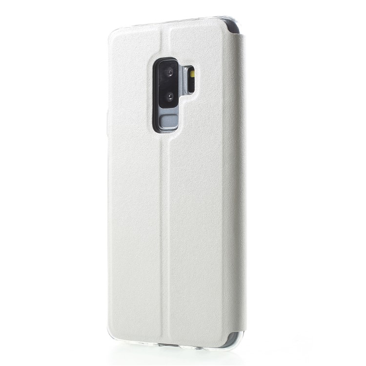 Touch Slide View Window Stand Leather Shell for Samsung Galaxy S9 Plus SM-G965 - White-2