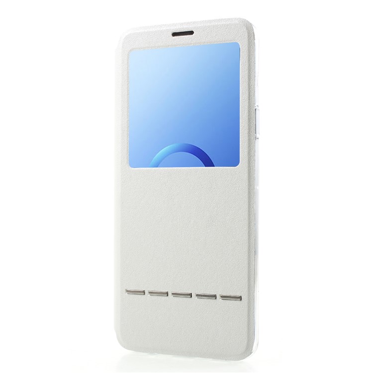 Touch Slide View Window Stand Leather Shell for Samsung Galaxy S9 Plus SM-G965 - White-3