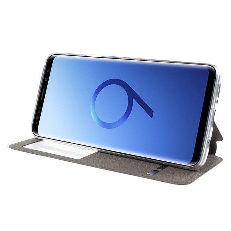Touch Slide View Window Stand Leather Shell for Samsung Galaxy S9 Plus SM-G965 - White-4