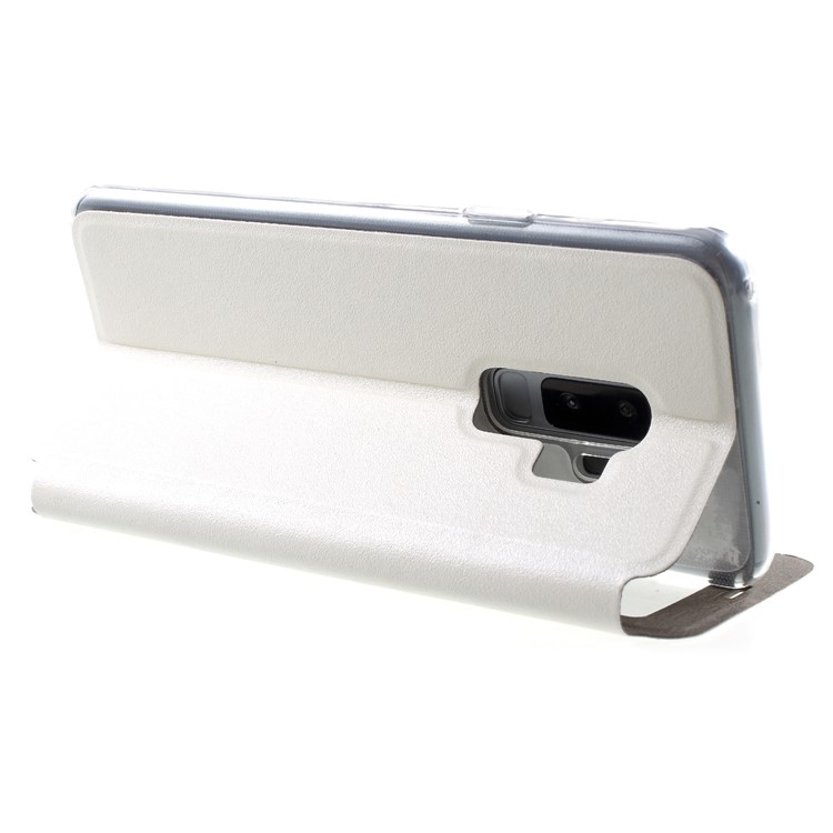 Touch Slide View Window Stand Leather Shell for Samsung Galaxy S9 Plus SM-G965 - White-5