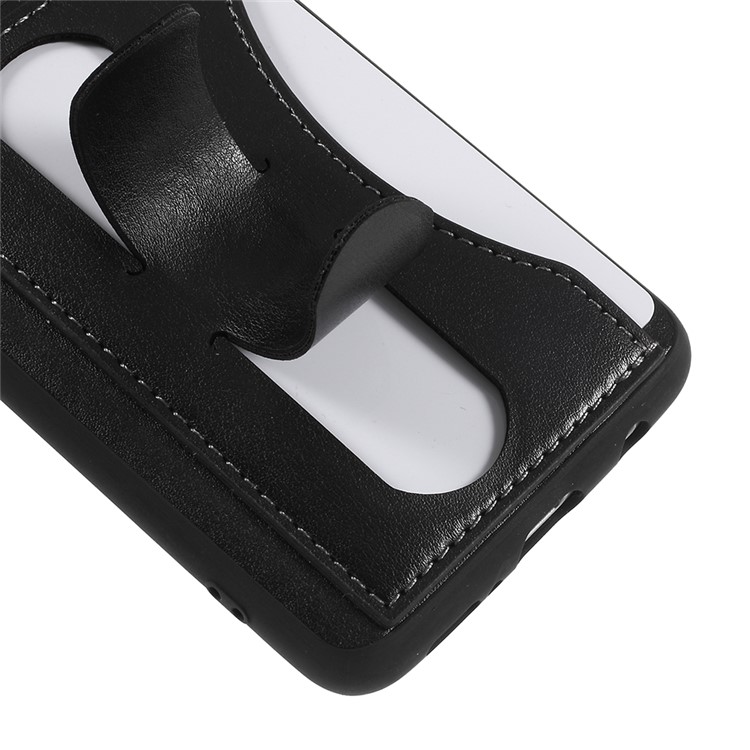 FIERRE SHANN Card Slot PU Leather Skin TPU Phone Cover with Kickstand for Samsung Galaxy S9 - Black-5
