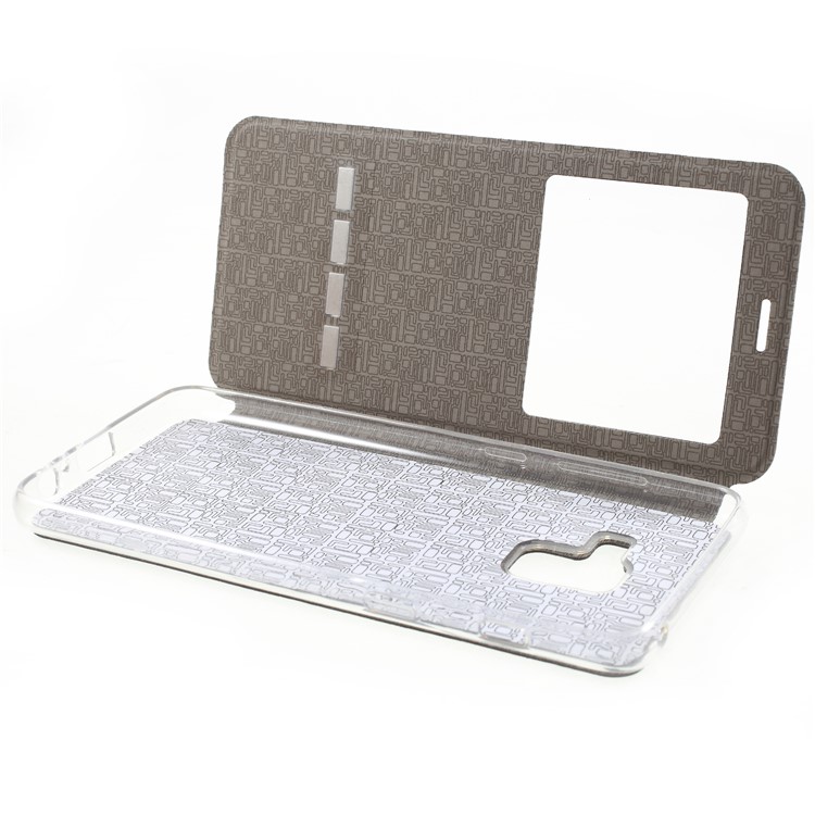 View Window PU Leather Stand Case with Touch Slide Button for Samsung Galaxy A8 (2018) - Black-6