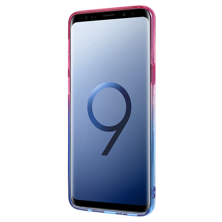 Gradient Color Glittery Powder TPU Phone Shell with Sliding Kickstand for Samsung Galaxy S9 SM-G960 - Rose + Blue-3