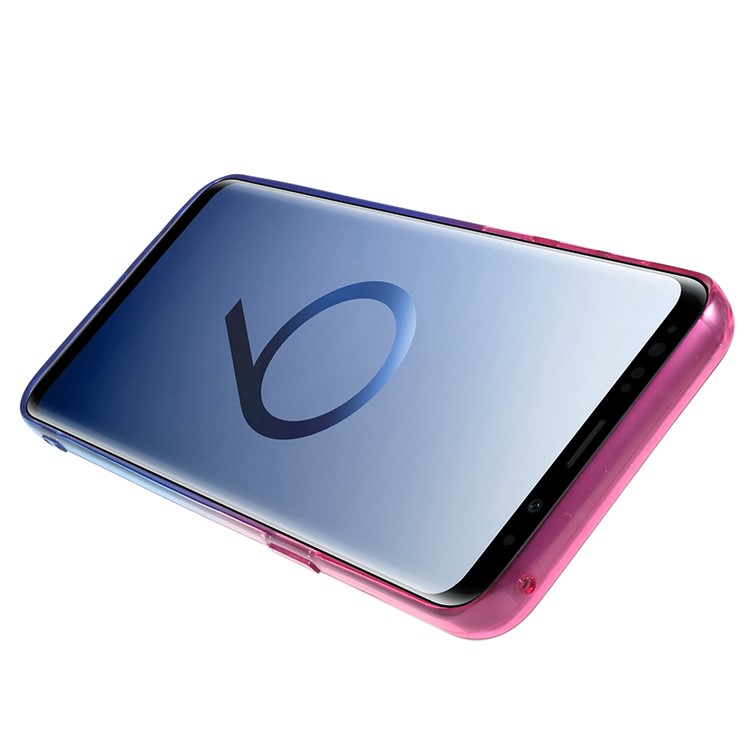 Gradient Color Glittery Powder TPU Phone Shell with Sliding Kickstand for Samsung Galaxy S9 SM-G960 - Rose + Blue-5