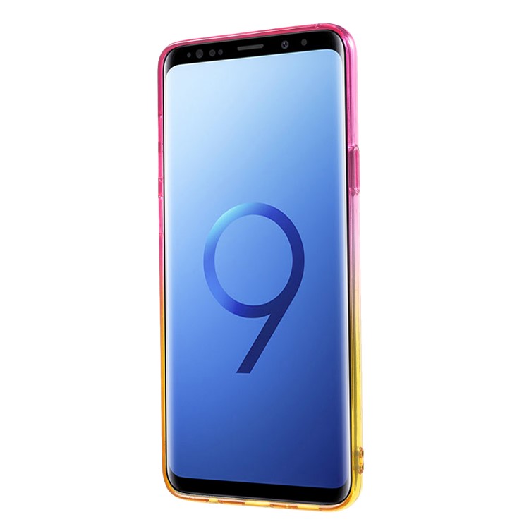 Gradient Color Glittery Powder TPU Case with Sliding Kickstand for Samsung Galaxy S9+ SM-G965 - Rose / Yellow-2