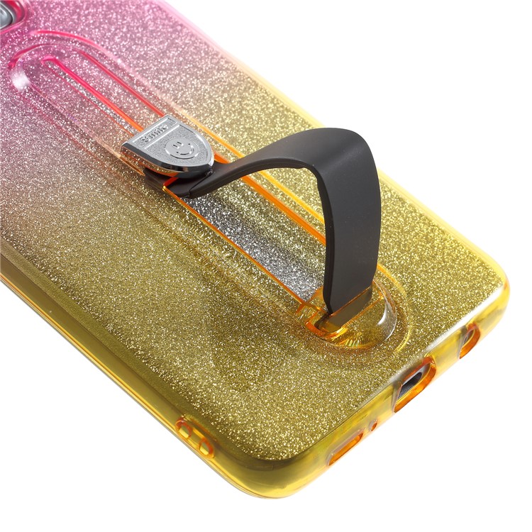Gradient Color Glittery Powder TPU Case with Sliding Kickstand for Samsung Galaxy S9+ SM-G965 - Rose / Yellow-6