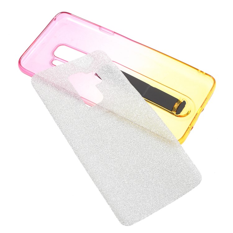 Gradient Color Glittery Powder TPU Case with Sliding Kickstand for Samsung Galaxy S9+ SM-G965 - Rose / Yellow-9