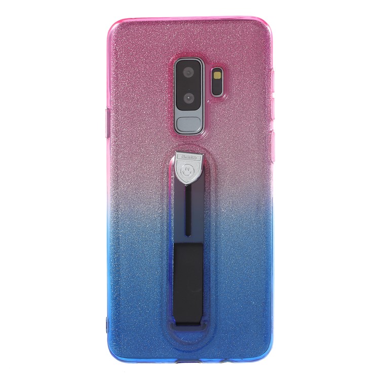 Gradient Color Glittery Powder TPU Back Case with Sliding Kickstand for Samsung Galaxy S9+ SM-G965 - Rose / Blue-1