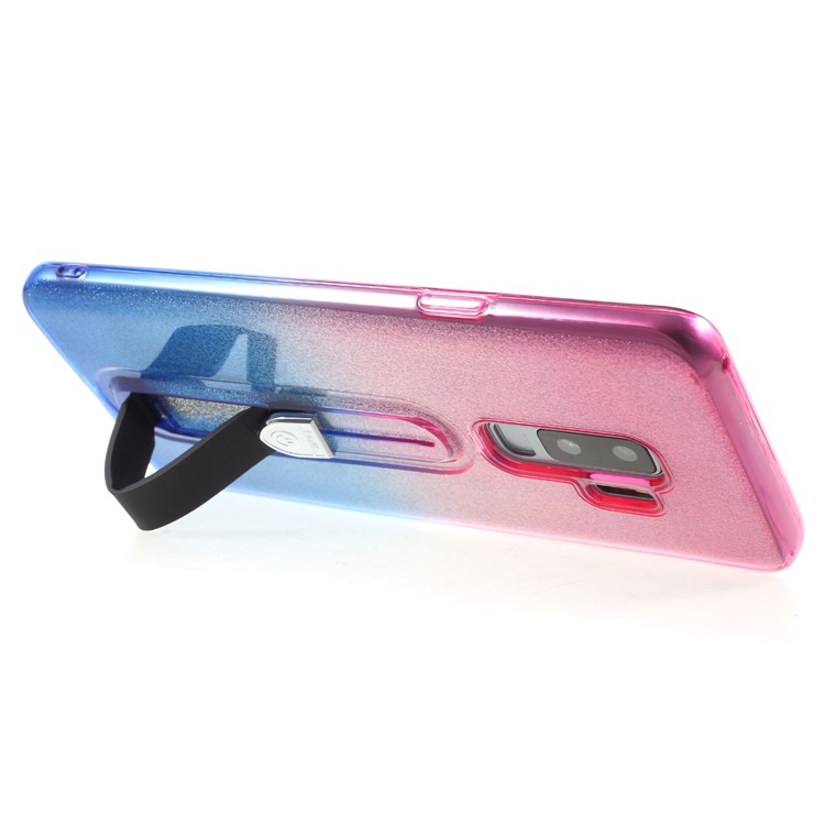 Gradient Color Glittery Powder TPU Back Case with Sliding Kickstand for Samsung Galaxy S9+ SM-G965 - Rose / Blue-5