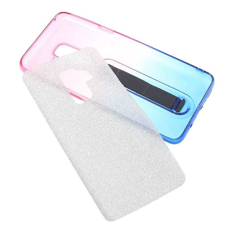 Gradient Color Glittery Powder TPU Back Case with Sliding Kickstand for Samsung Galaxy S9+ SM-G965 - Rose / Blue-7