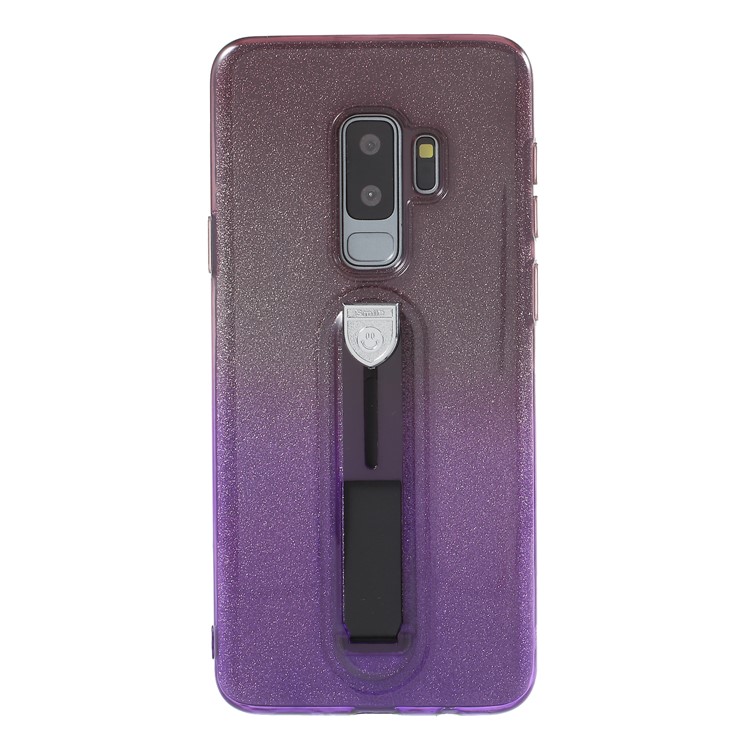 Gradient Color Glittery Powder TPU Shell with Sliding Kickstand for Samsung Galaxy S9+ SM-G965 - Dark Purple / Purple-1