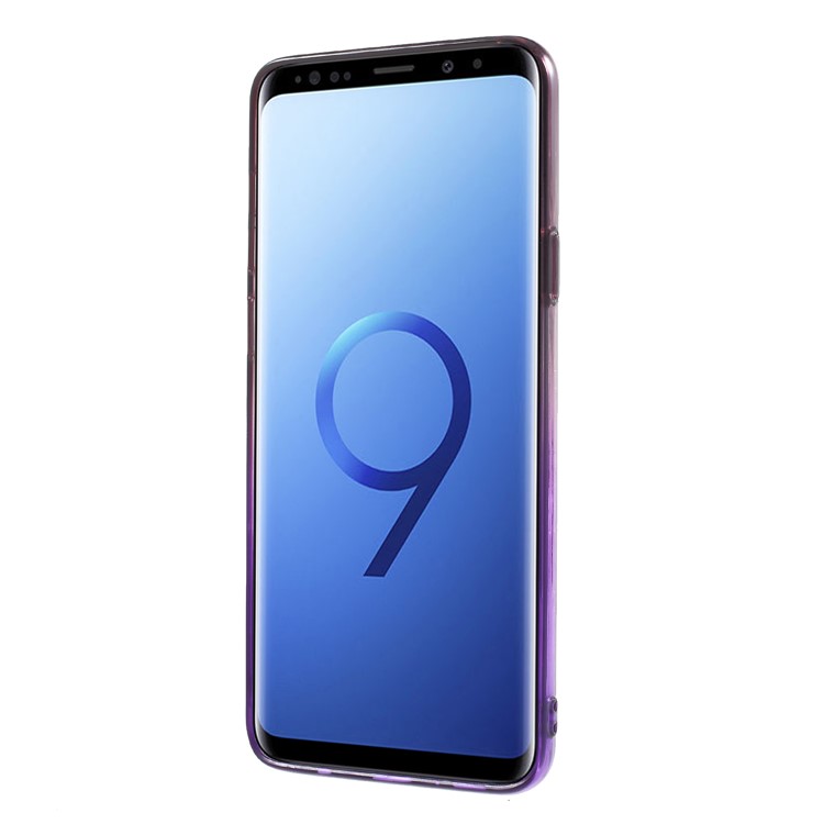 Gradient Color Glittery Powder TPU Shell with Sliding Kickstand for Samsung Galaxy S9+ SM-G965 - Dark Purple / Purple-2
