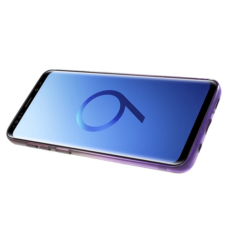 Gradient Color Glittery Powder TPU Shell with Sliding Kickstand for Samsung Galaxy S9+ SM-G965 - Dark Purple / Purple-4
