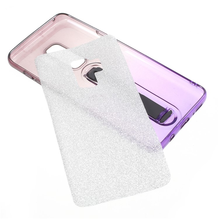 Gradient Color Glittery Powder TPU Shell with Sliding Kickstand for Samsung Galaxy S9+ SM-G965 - Dark Purple / Purple-7