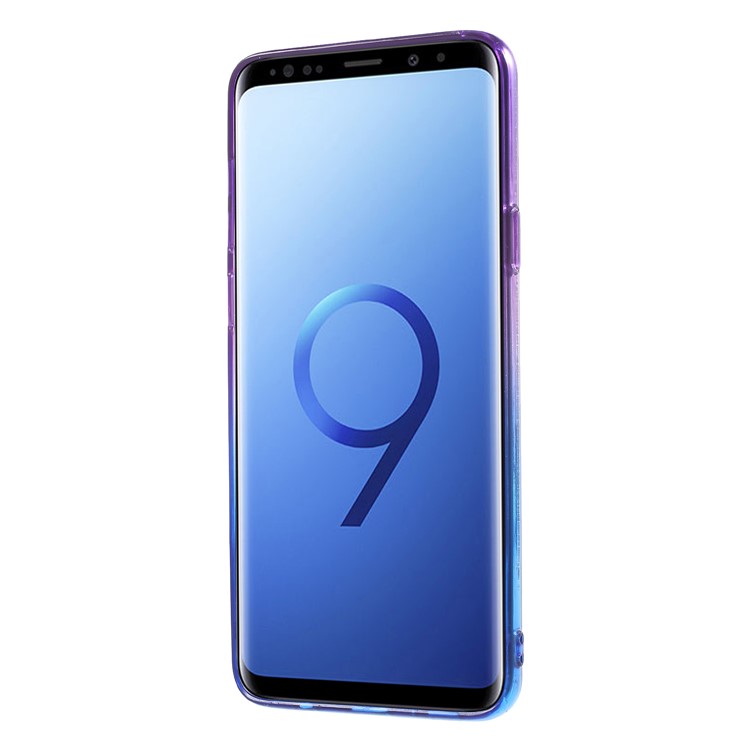 Gradient Color Glittery Powder TPU Case Phone Shell with Sliding Kickstand for Samsung Galaxy S9+ SM-G965 - Purple / Blue-2