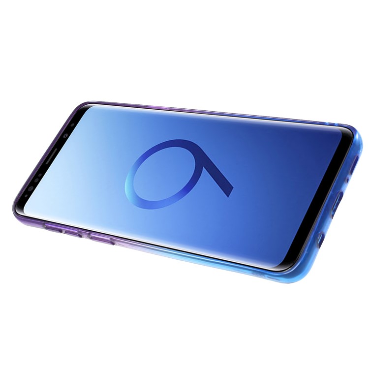 Gradient Color Glittery Powder TPU Case Phone Shell with Sliding Kickstand for Samsung Galaxy S9+ SM-G965 - Purple / Blue-4