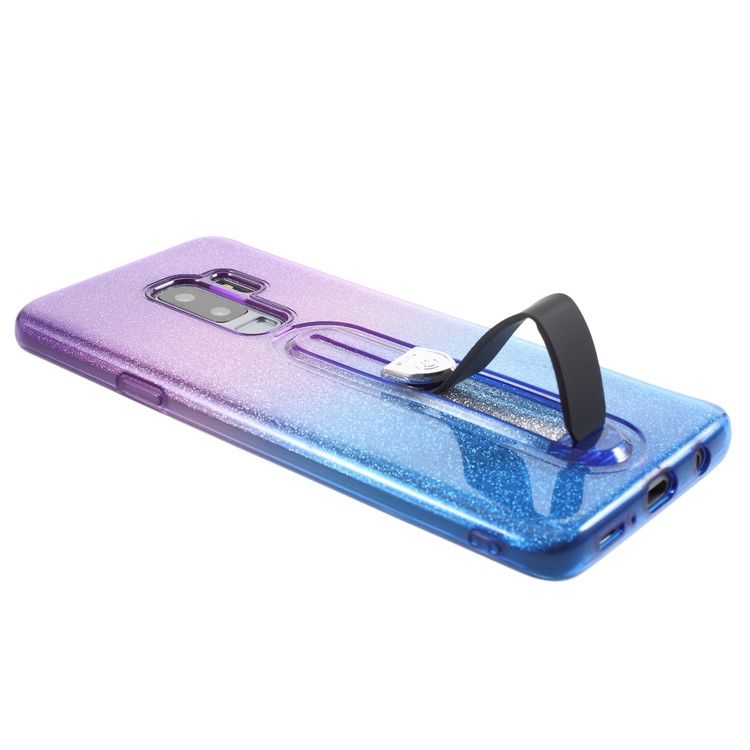Gradient Color Glittery Powder TPU Case Phone Shell with Sliding Kickstand for Samsung Galaxy S9+ SM-G965 - Purple / Blue-6