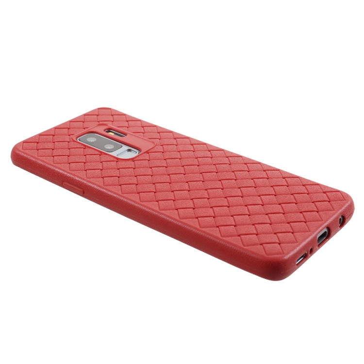 Woven Pattern TPU Ultra Thin Phone Back Cover for Samsung Galaxy S9 Plus G965 - Red-3